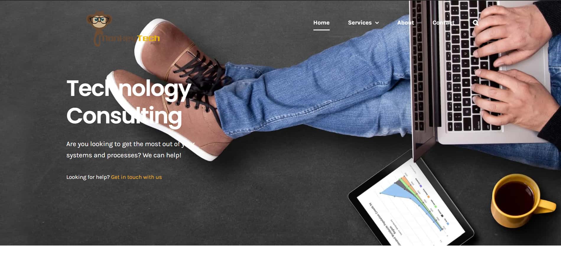 Home page of Monkey Tech's website